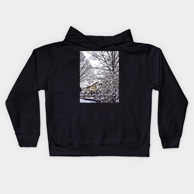 Winter Scene Kids Hoodie by SusanSavad